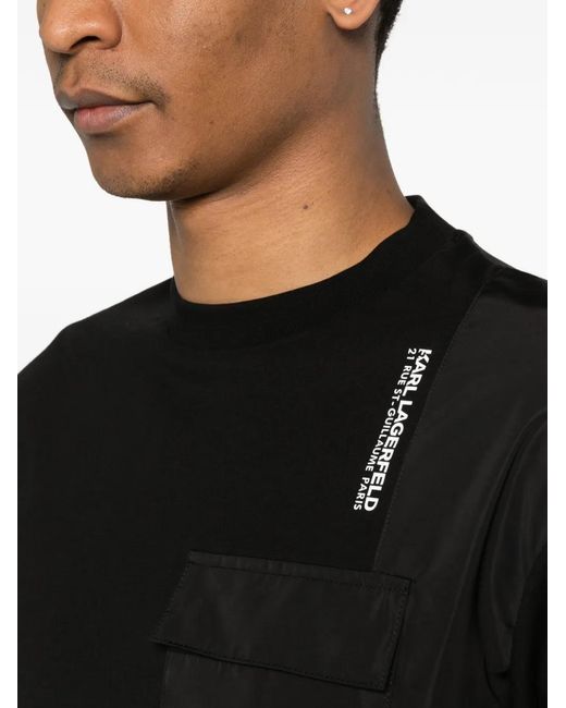 Karl Lagerfeld Black Pocket Panel T-Shirt for men