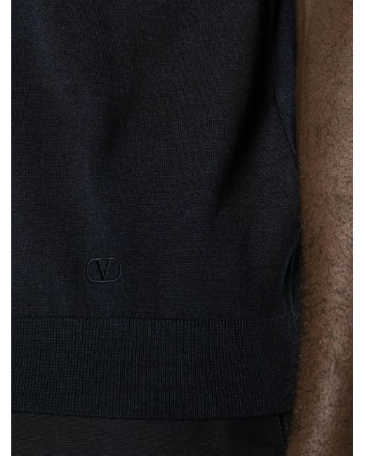 Valentino Garavani Black Crew-neck Fine-knit Jumper for men
