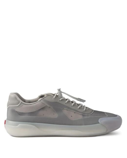 Prada Gray Lace-Up Sneakers for men