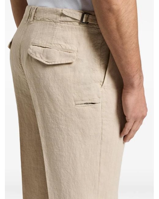 Peserico Natural Pleated-Detail Buckle-Fastening Trousers for men