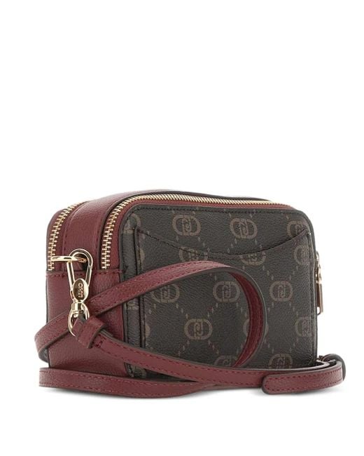 Liu Jo Gray Monogram-Patttern Zip Shoulder Bag