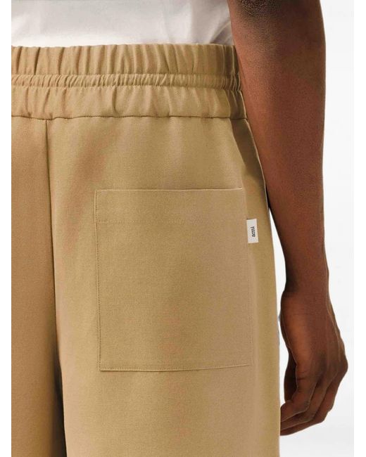 AMI White Large Elasticated Cotton And Linen Bermuda Shorts for men