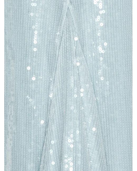 ROTATE BIRGER CHRISTENSEN Blue Sequin Cap-Sleeve Maxi Dress