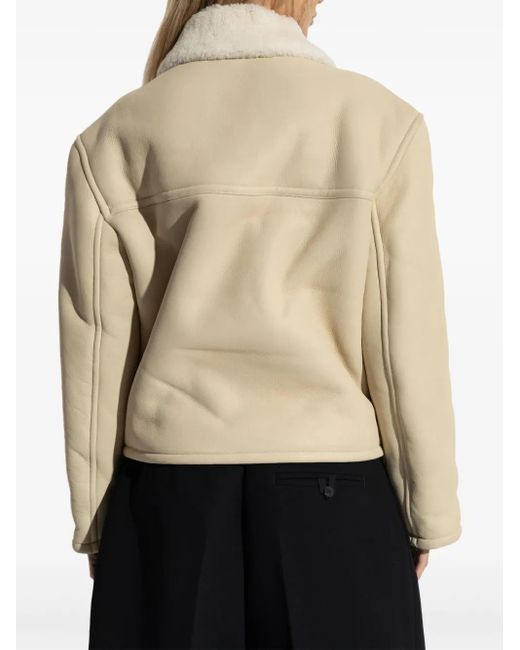 Jacquemus Natural Double-Breasted Shearling Jacket