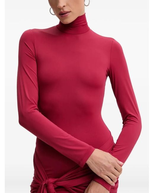 Bardot Red Knotted Roll-Neck Maxi Dress