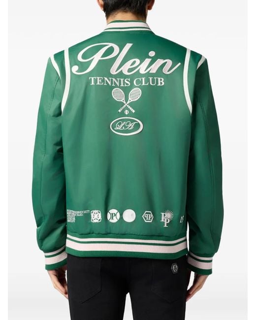 Philipp Plein Green Tennis Club Long-Sleeves Bomber Jacket for men