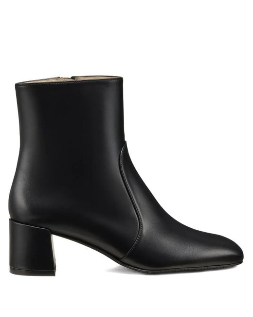 Stuart Weitzman Black Maeve Zip Square-Toe Ankle-Boots
