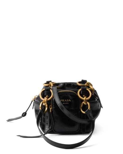 Prada Kleine Leren Shopper in het Black