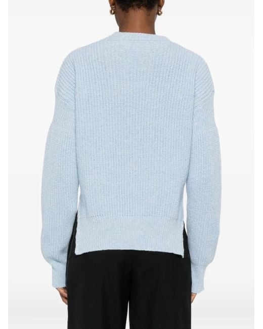 Marni Geribbelde Wollen Trui Met Zakdetail in het Blue