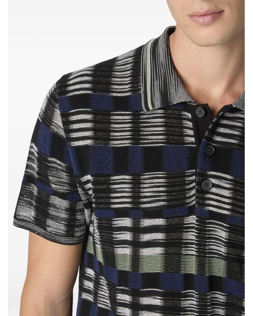 Missoni Black Polo Boutonné À Carreaux for men