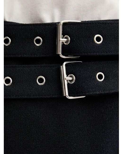 Morgan Black Jano Belted Pleated-Hem Mini Skirt
