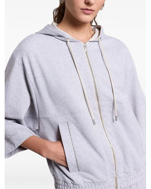 Peserico Gray Hoodie À Fermeture Zippée