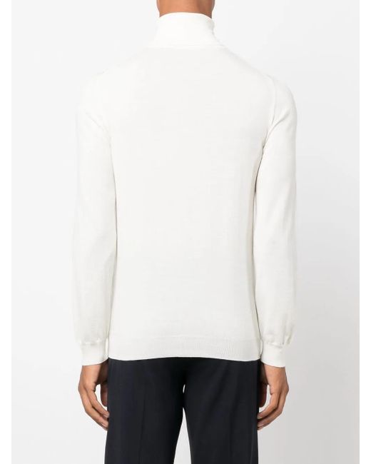 Zanone White Long-Sleeve Roll-Neck Jumper for men
