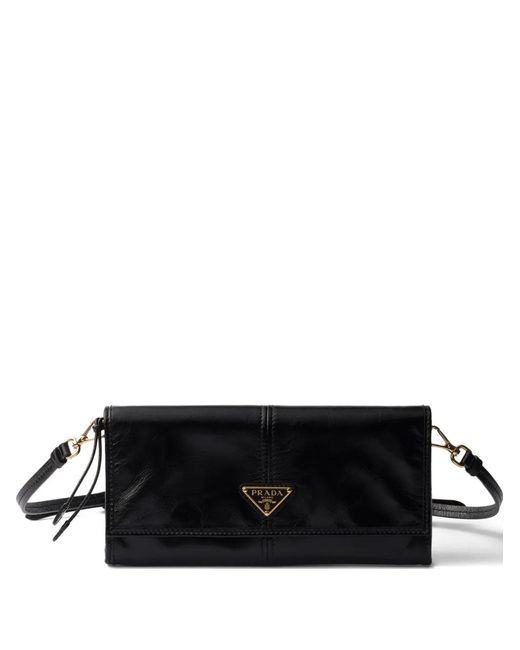 Prada Black Triangle-Logo Leather Wallet