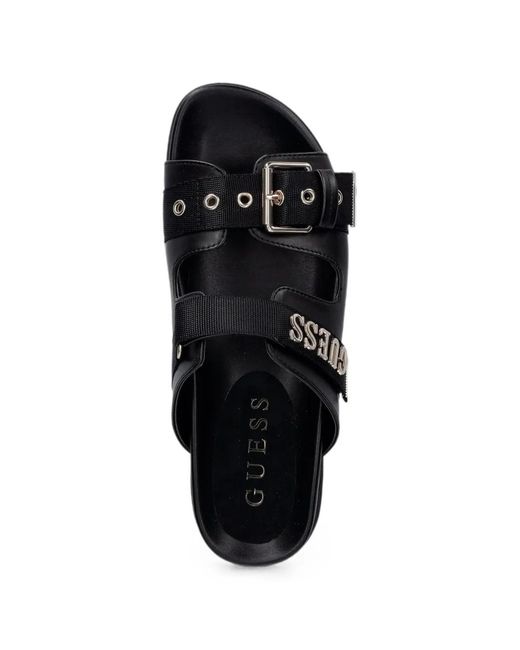 Guess Black Buckle-Fastening Flat Sandals