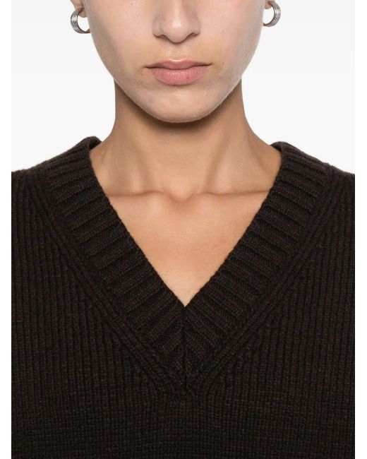 Rohe Black V-Neck Ribbed-Knit Jumper