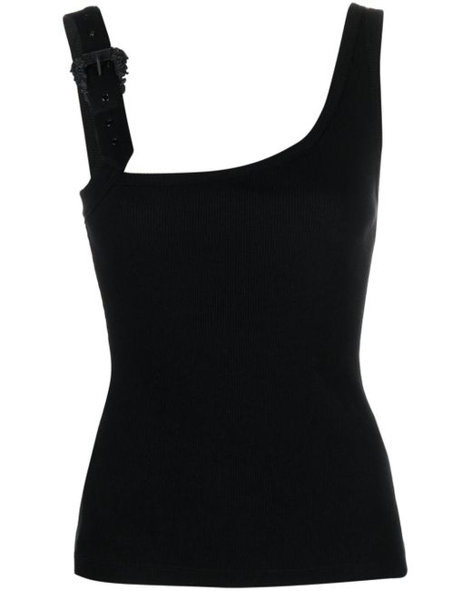 Versace Black Buckle-embellished Ribbed Top