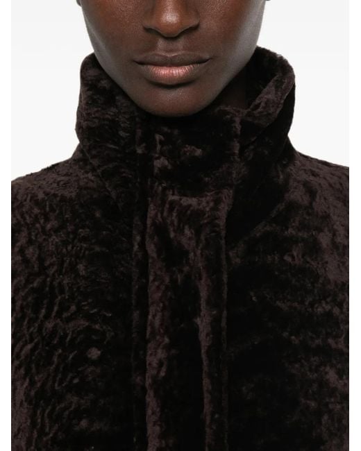 Arma Black Paula High-Neck Shearling Jacket