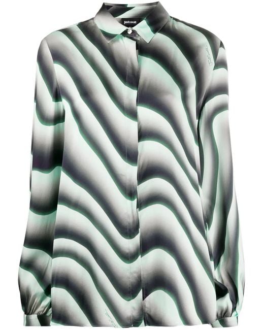 Just Cavalli Green Illusional Print Shirt