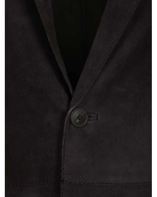 Al Duca D'aosta Black Single-Breasted Suede Blazer for men