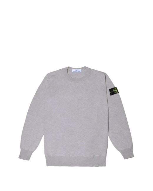 Stone Island Gray Patch Crew-Neck Sweater for men