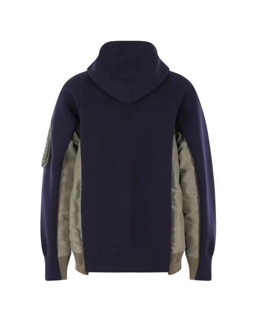 Sacai Zip Hooded Sweater in Blue for Men | Lyst