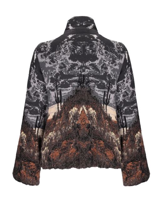 Laneus Gray Knitted Bomber Jacket