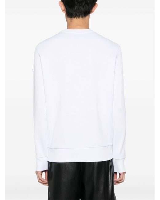 Moncler White Logo-print Cotton Sweatshirt for men