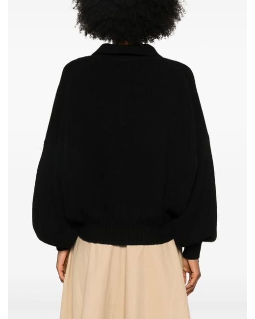 Khaite Black Rene Cashmere Blend Polo Jumper