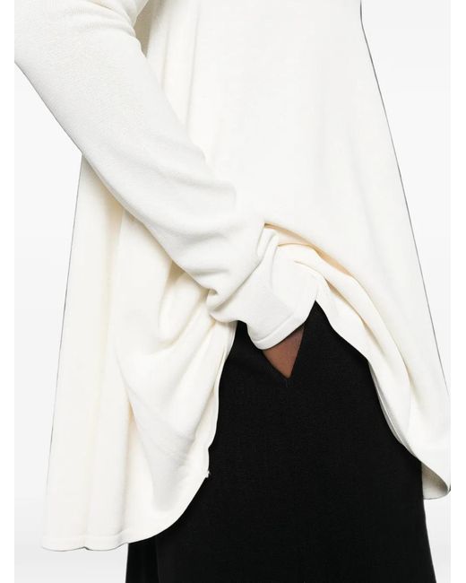 Totême White Crepe Turtleneck Sweater