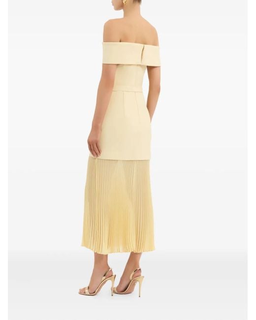 Rebecca Vallance Metallic Muriel Off-Shoulder Pleated Midi Dress