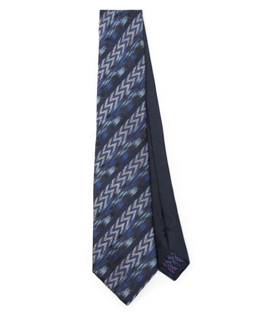 Missoni Blue Zigzag Silk Tie for men