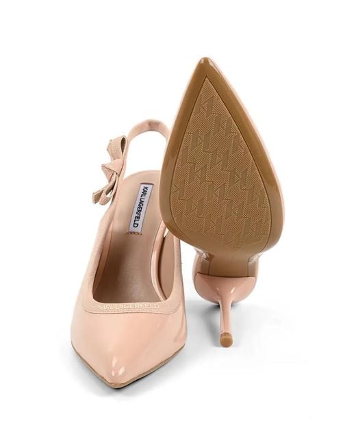 Karl Lagerfeld Pink Bow-Detail Slingback Heeled Pumps