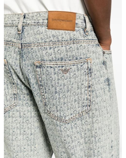 Emporio Armani Gray Logo-Patch Jeans for men