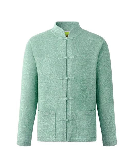 Shanghai Tang Green Knotted Tang Cardigan for men