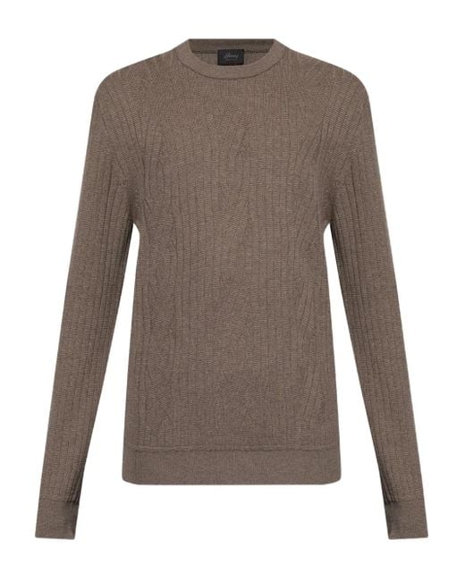 Pull En Maille Torsadée À Design Côtelé Brioni pour homme en coloris Brown