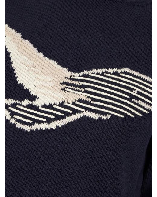 Weekend by Maxmara Blue Nespola Whale-Embroidered Crew-Neck Sweater