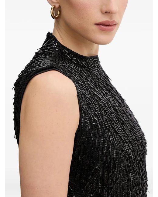 Bardot Black Christa Hourglass Beaded Mockneck Dress