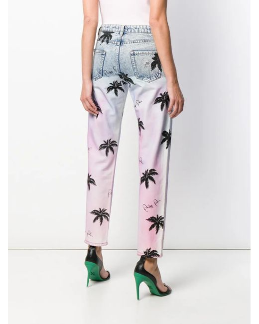 Philipp Plein Blue Printed Boyfriend Jeans