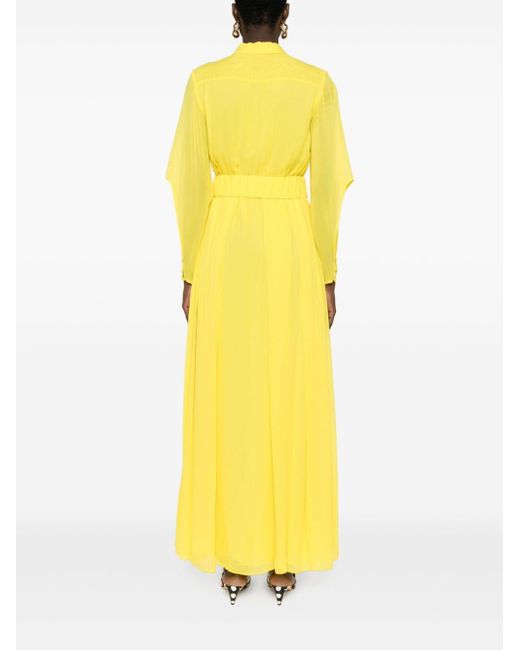 Pinko Yellow Pleat-detail Maxi Dress