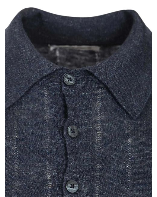 Al Duca D'aosta Blue Polo En Maille À Design Côtelé for men