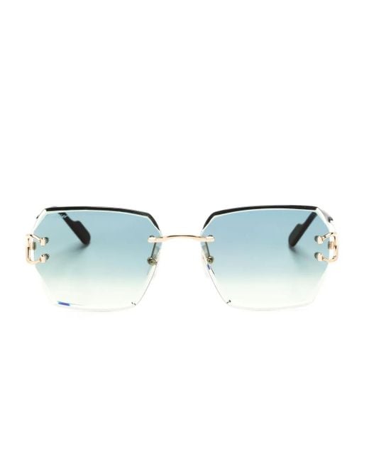 Cartier Blue Signature C De Cartier Geometric-Frame Sunglasses