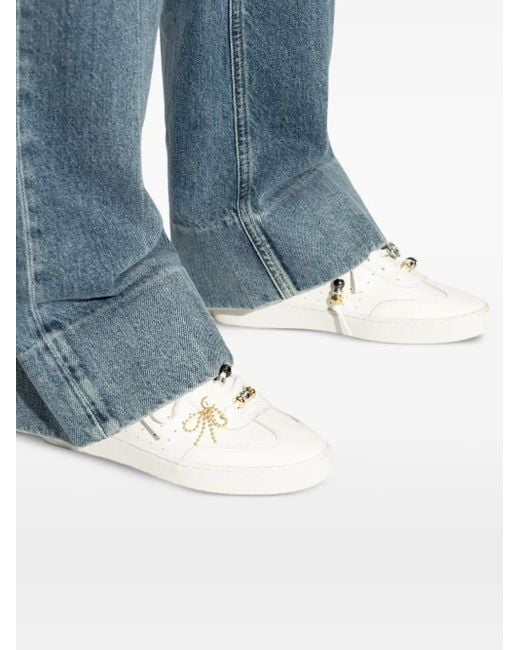 MICHAEL Michael Kors White Beaded-Bow Sneakers