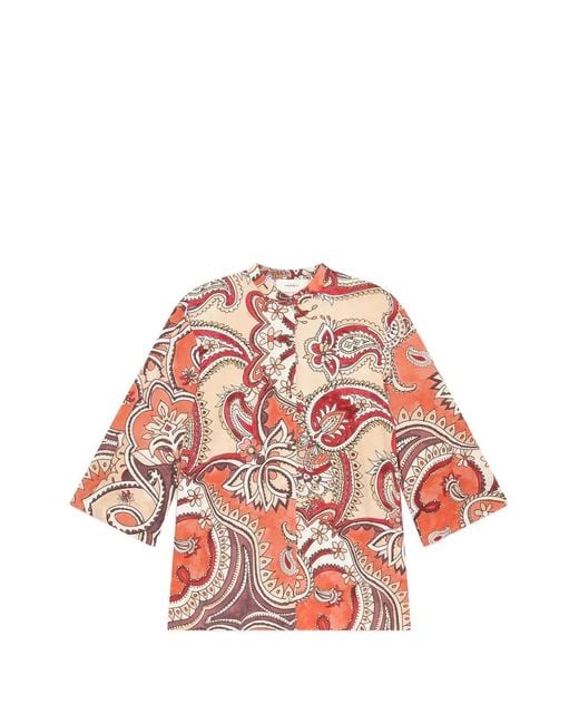 Maliparmi Red Hippie Lotus Blouse