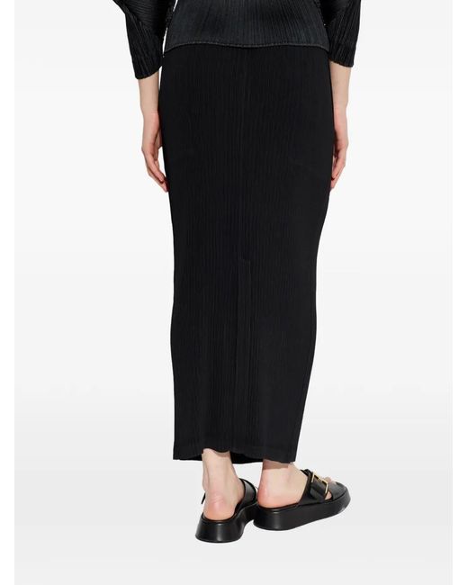 Issey Miyake Black Pleated Long-Lenght Skirt