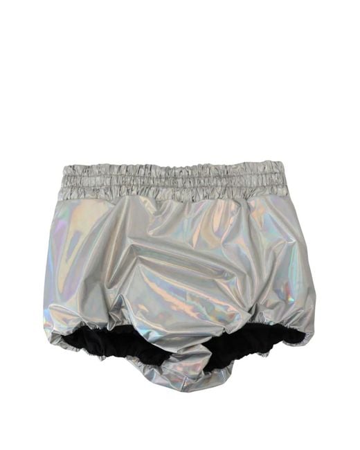 Dolce & Gabbana Gray Mettalic-Effect High-Waisted Shorts