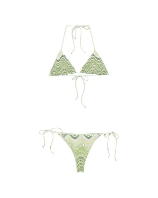 Mc2 Saint Barth Green Sequin-Embellished Zig-Zag Bikini