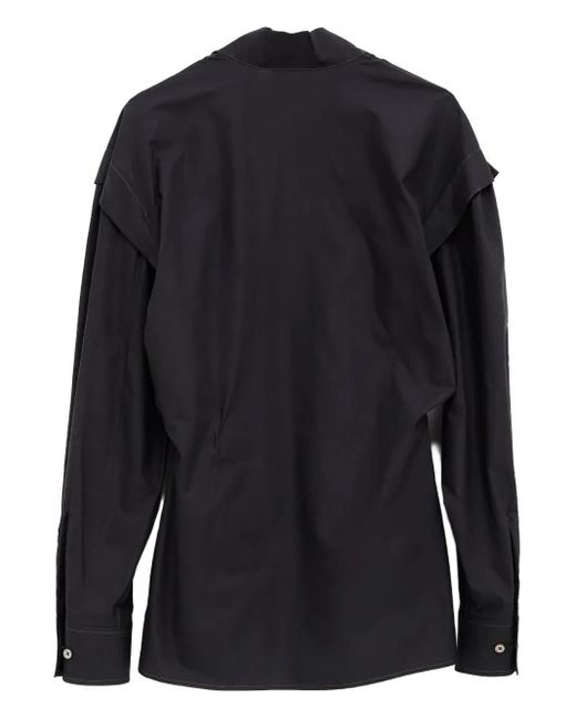 Lemaire Black Tie-Neck Long-Sleeve Blouse