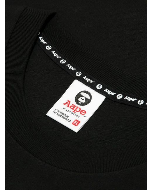 Aape By A Bathing Ape Black Logo-Print T-Shirt for men