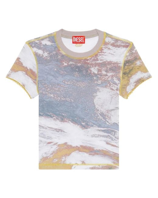 DIESEL Multicolor Ribbed T-shirt With Planet Print